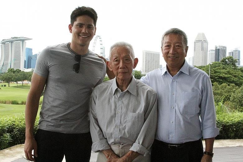 Theresa Goh, Yip Pin Xiu and Joseph Schooling at yesterday's SSA Legacy Council exhibition at the National Museum.