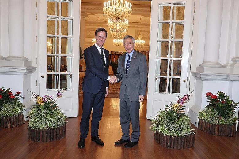 Mr Rutte meeting Prime Minister Lee Hsien Loong yesterday.