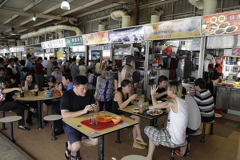 The hawker centre at Block 505, Jurong West Street 52, was bustling during lunchtime yesterday, after being closed for three days for routine cleaning and pest control operations.