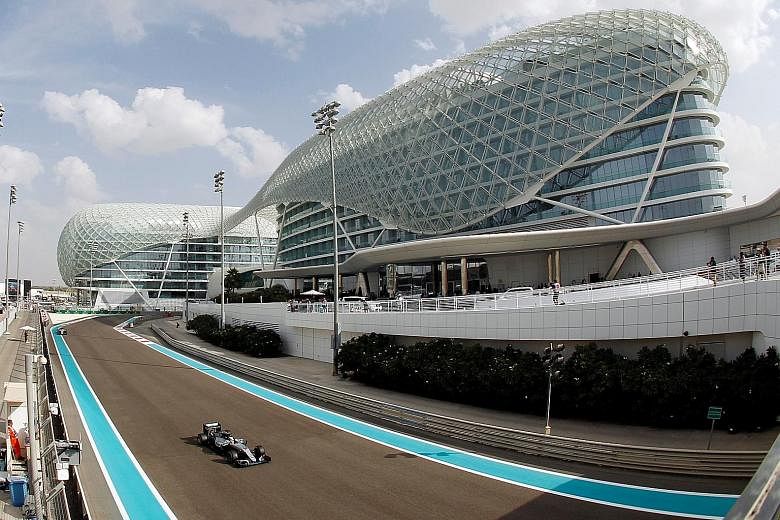 Lewis Hamilton during yesterday's first free practice session at the Yas Marina Circuit in Abu Dhabi. He was 0.374 seconds quicker than team-mate and world title leader Nico Rosberg.