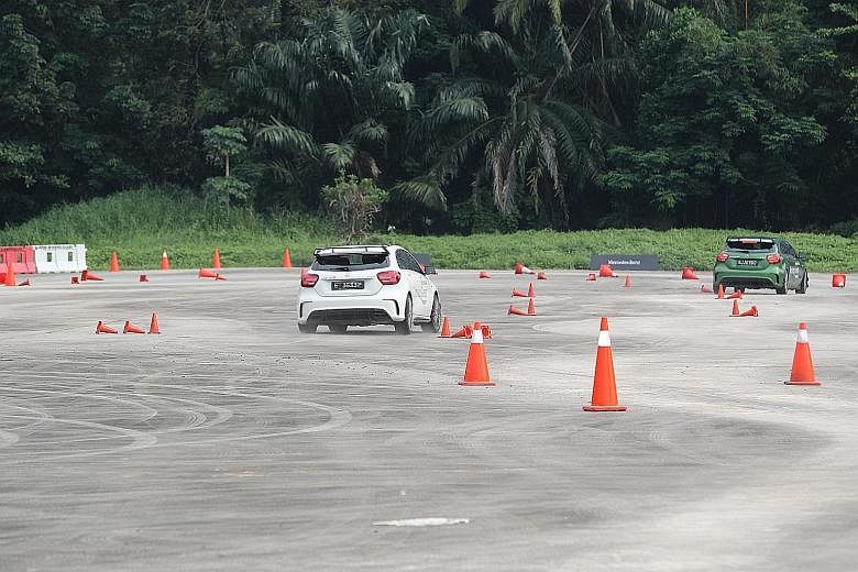 The special Mercedes-Benz driving event demonstrated the cars' safety systems.