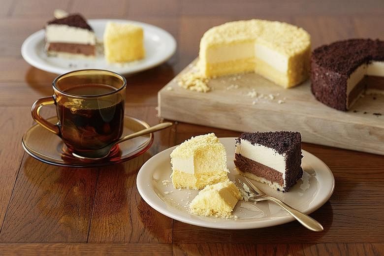 Hokkaido dessert chain LeTAO's signature two-layered double fromage cheesecake and Chocolat Double cake.
