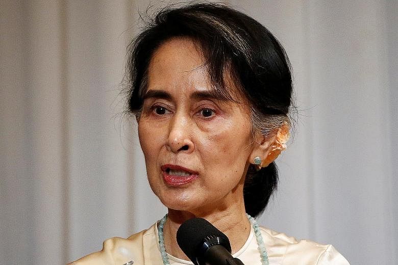This is Ms Suu Kyi's first visit to Singapore since assuming the post of state counsellor in April this year, in the civilian government that came to power last November.