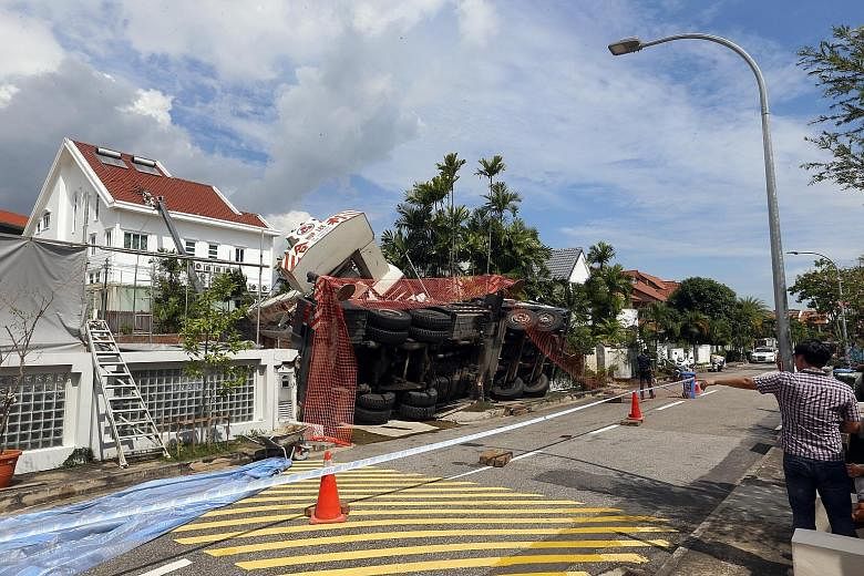 A full stop-work order has been issued, said MOM, following the mobile crane accident in Siglap Plain. The Straits Times understands no one was injured.