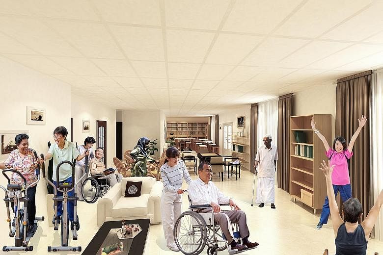 Artist's impression of what Kwong Wai Shiu Hospital's community care centres for seniors will look like when completed.