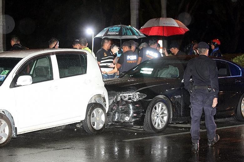 Datuk Ong Teik Kwong was head of criminal group Gang 24, which had been on the police watch list for some time. The scene of the shooting on Tun Dr Lim Chong Eu expressway. Mr Ong was killed when his bodyguard allegedly opened fire in the car.