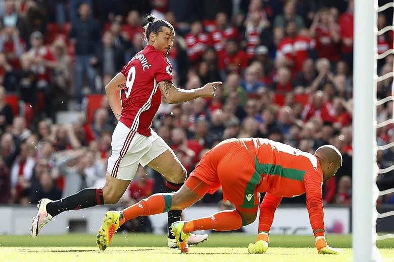 Man United's Zlatan Ibrahimovic watching his shot being saved by Stoke's Lee Grant during their 1-1 Premier League draw in October. United have drawn six league games so far this season.