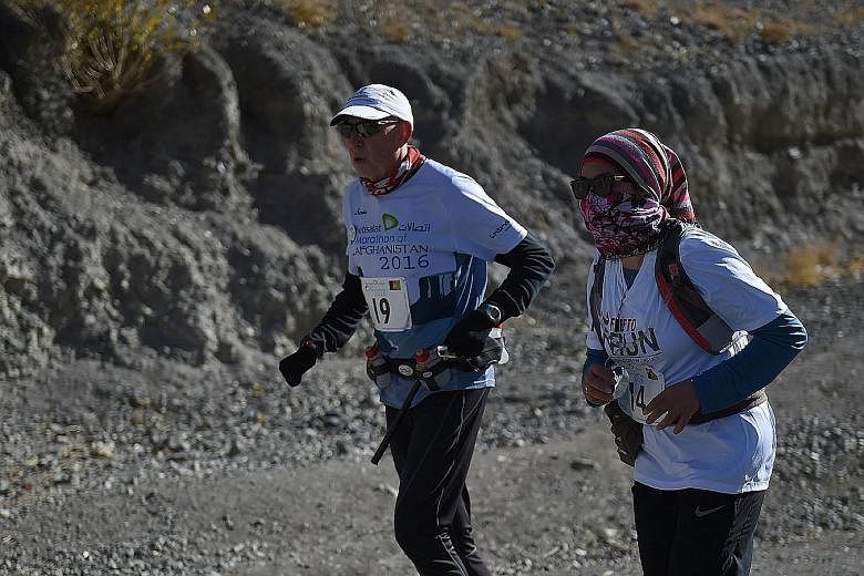 Mr Parnell in the Bamiyan marathon on Nov 4. He had been diagnosed with a blood clot on the brain a year earlier.