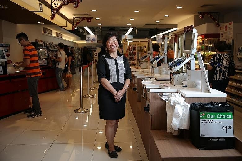 Madam Jennifer Lee has been working at Cold Storage's flagship store at The Centrepoint for 44 years. She may have retired, but the 65-year-old still works for the supermarket chain as a cashier supervisor on a contract basis.