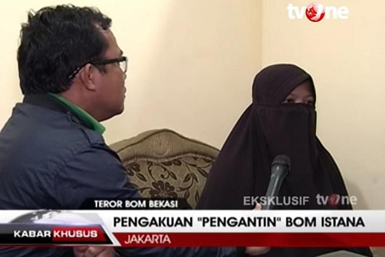 Dian Yulia Novi (in a TV interview, above) says she is self-radicalised but observers say her husband influenced her to be a suicide bomber.
