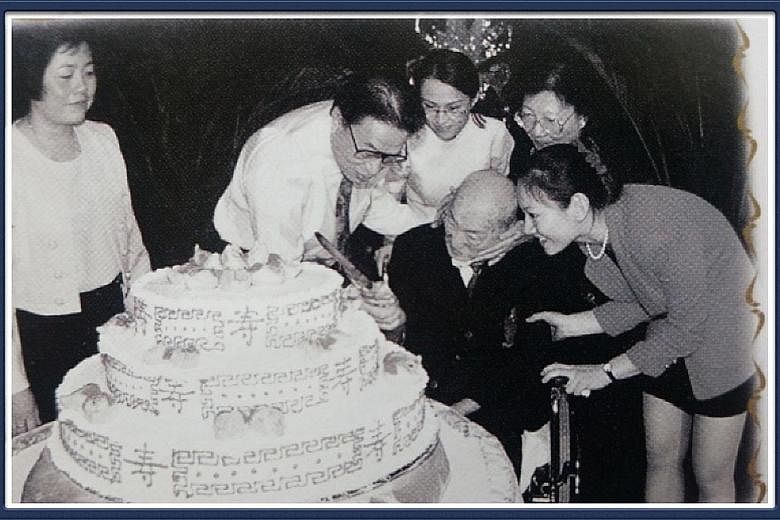 Clockwise from left: Mr Koh (seated) at his birthday celebrations in 1997, with Mr and Mrs Ong (in black); Mr and Mrs Ong celebrating her birthday in 2010; and Mr Ong and Mr Koh in their earlier years. The two men were friends for more than 40 years.