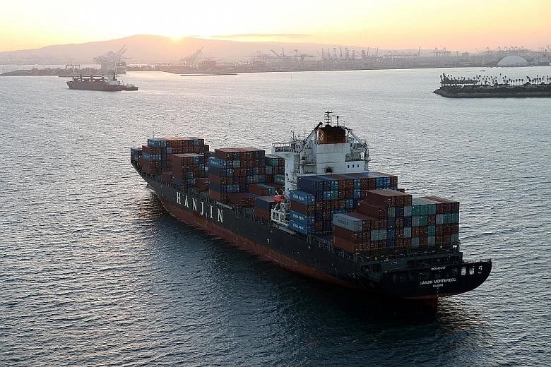 A Hanjin ship stranded outside the Port of Long Beach, California, in September. The bankruptcy of South Korea's biggest shipping line triggered a massive disruption in global trade.