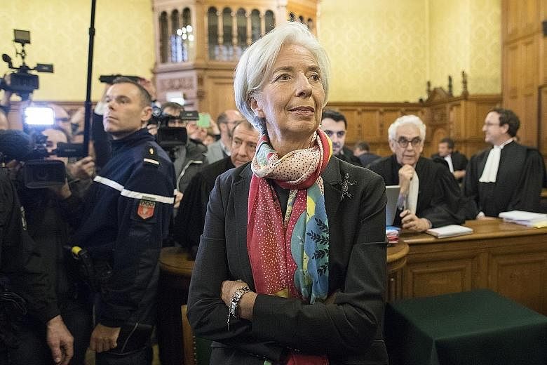 Ms Lagarde in the courtroom on the opening day of her trial last week. The scandal over a state payout made when she was France's finance minister has overshadowed her work at the IMF, where she began her second five-year term in February.