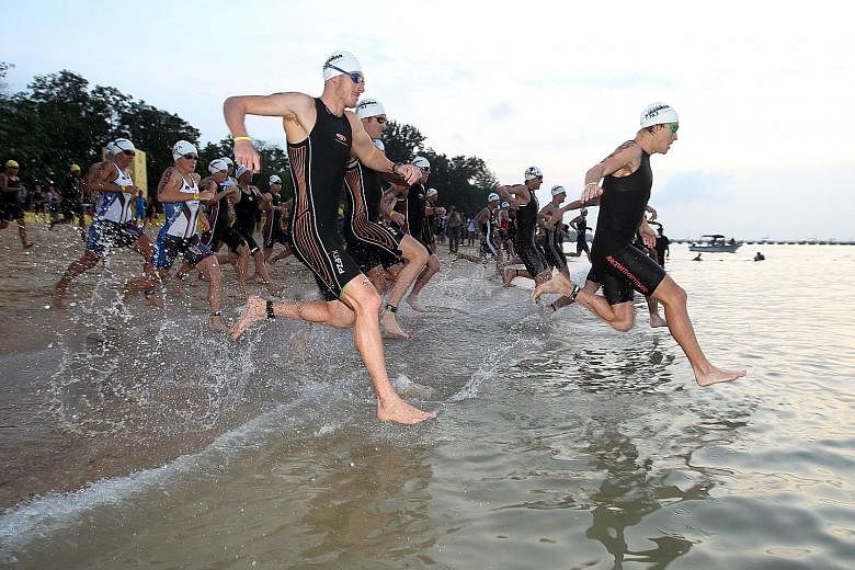 Triathletes competing in the Aviva Ironman 70.3 Singapore in 2012, the last Ironman event held in the Republic. The TAS is looking into possibly bringing back the race.