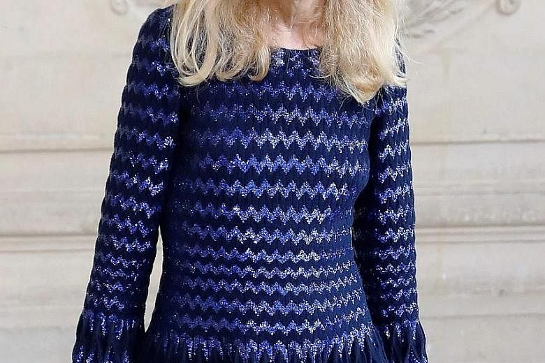 Fashion editor Franca Sozzani posing before the Christian Dior 2017 Spring/Summer ready-to-wear collection fashion show in Paris in September.