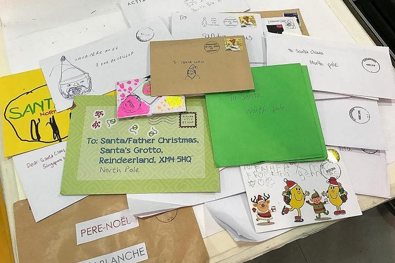 SingPost gets about 500 letters from Singapore residents addressed to Santa Claus every year. It will send the letters to the North Pole even if the address is wrong and there is insufficient postage.