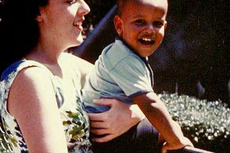 A young Barack Obama and his mother Ann Dunham in Hawaii in an undated photo released in 2008. Mr Obama has often woven his personal story into the American story of opportunity, multiplicity and solidarity.