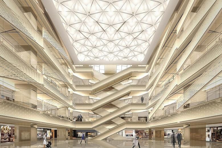 An artist's impression of the Ginza Six mega-mall that will open on April 20 in Tokyo. Besides shops, the complex will also be used for a traditional noh theatre, art exhibitions, office space and a bus terminal.