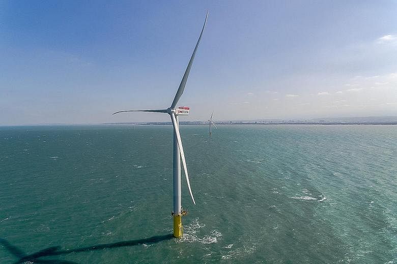 Green energy firm Swancor spent NT$3 billion (S$135 million) to build Taiwan's first two demonstrator offshore wind turbines in Miaoli county, which are slated to go operational as early as next month. It plans to build and operate another 30 wind tu