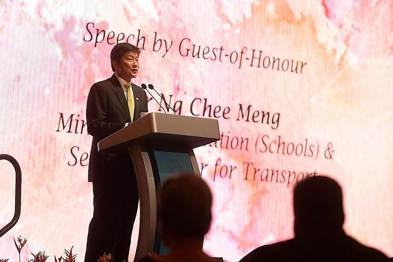Mr Ng addressing the audience at the appointment and appreciation ceremony for principals yesterday.