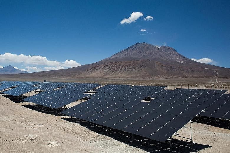 Solar panels at a park in Chile. Better technology has been key in boosting the solar power industry.