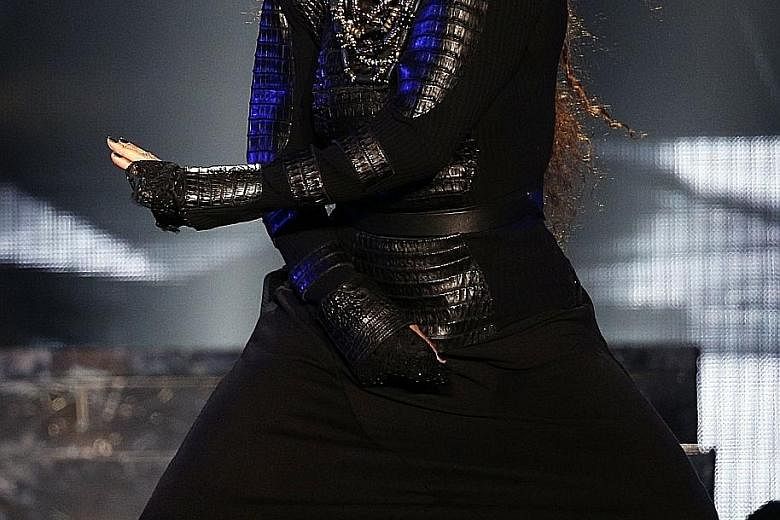 Singer Janet Jackson performing at the Dubai World Cup horse-racing event in March last year. She gave birth to son Eissa on Tuesday.