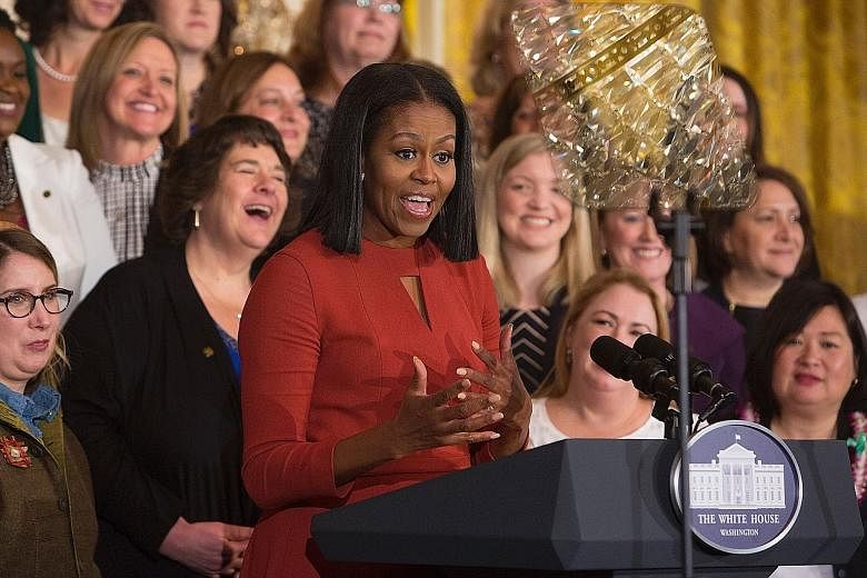 United States First Lady Michelle Obama giving her final remarks at the 2017 School Counsellor of the Year event at the White House in Washington, DC, on Friday.