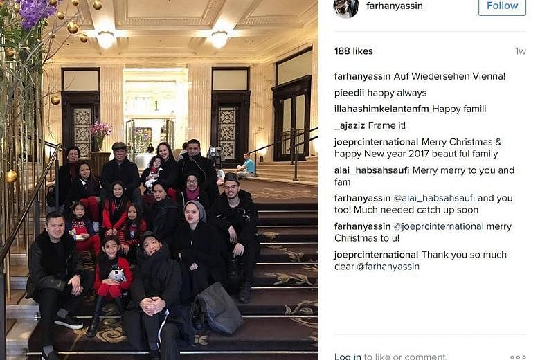 Instagram photo postings of the family of Mr Muhyiddin (top) in Vienna - he is in the back row, third from left - and Mr Najib and his son Norashman (above) in Perth.