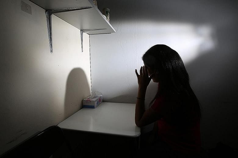 Filipino domestic helper Evangeline, who silently suffered abuse by her employer's adult son for more than four years, has been staying at Home's shelter while her case is being investigated and has been unable to work. Her plight is typical of the c