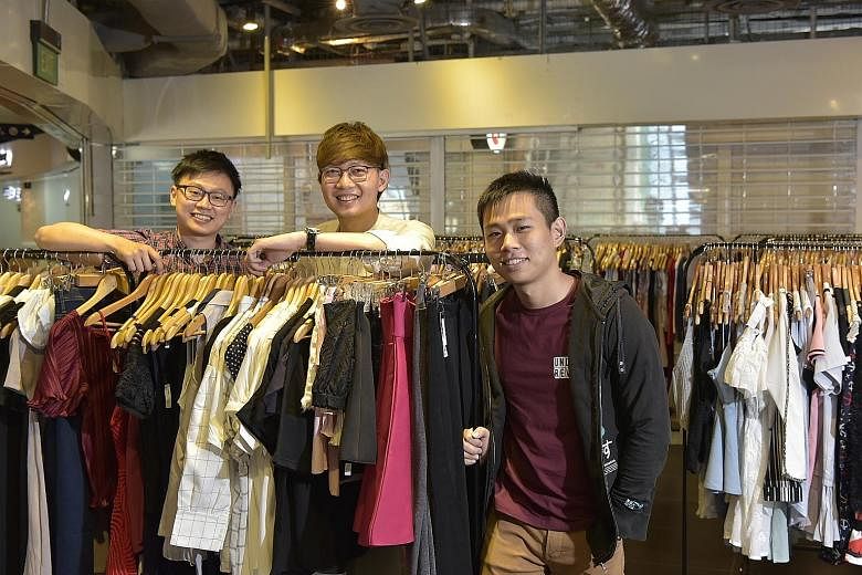 (From left) Refash co-founders Shawn Cheo, Aloysius Sng and Stephen Chong want to encourage sustainable shopping.
