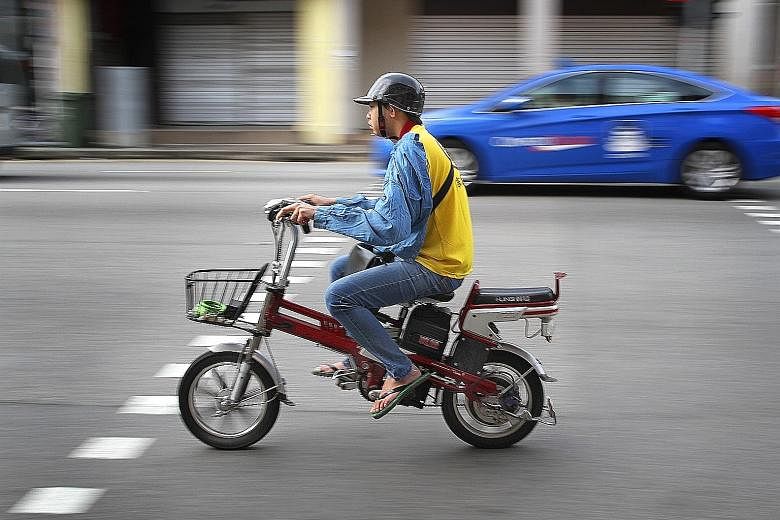 There are about 15,000 e-bikes in use here, according to figures from the Land Transport Authority. Registration of such personal mobility devices is set to begin in the middle of this year, the authority says.