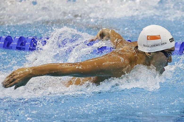 Singapore swimmer Quah Zheng Wen racing in the men's 200m butterfly heats at the Rio Olympics. He touched home in 1min 56.01sec but clocked a slower time in the semi-finals and missed out on a final berth.