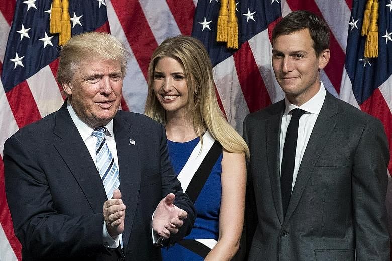 Mr Trump with his daughter Ivanka and son-in-law Jared Kushner. Mr Kushner has such a thin track record of public service that it's hard for Americans to have much sense of what his convictions are.
