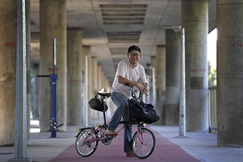 Mr Khaw, who cycles from his home in Sengkang to work in Ang Mo Kio, says he sometimes has to dodge pedestrians.