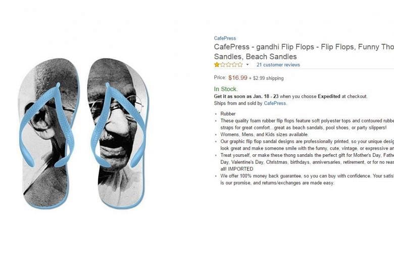 Amazon s Gandhi flip flops spark anger in India The Straits Times