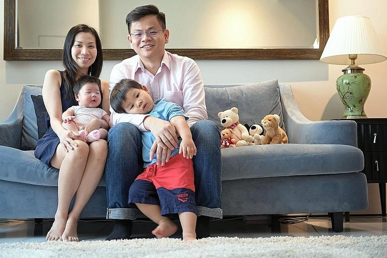 Ms Jen Wang with her husband Jeremy Goh, son Joshua and daughter Jill. A few months after Ms Wang became pregnant with her second child last year, she was diagnosed with stage 4 colon cancer. After discussing her options with her husband, she decided