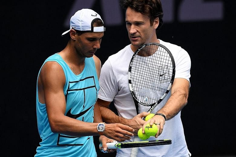 World No. 9 Rafael Nadal (left) working with his childhood idol and coach Carlos Moya ahead of his Australian Open campaign. The 14-time Major champion has not reached the semi-final of a grand slam since 2014.