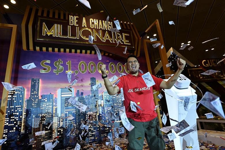 On his maiden trip to Singapore last October, Mr Ade Iskandar Roni bought a $51 Adidas T-shirt as a present for his friend. The purchase, which is just $1 above the $50 qualification amount, has helped him win $1 million. Mr Ade, from South Jakarta, 
