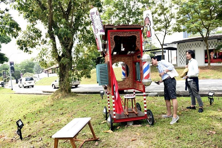 Goyang Cukur, an installation of a mini barber shop on wheels by Indieguerillas, one of the 16 outdoor artworks.