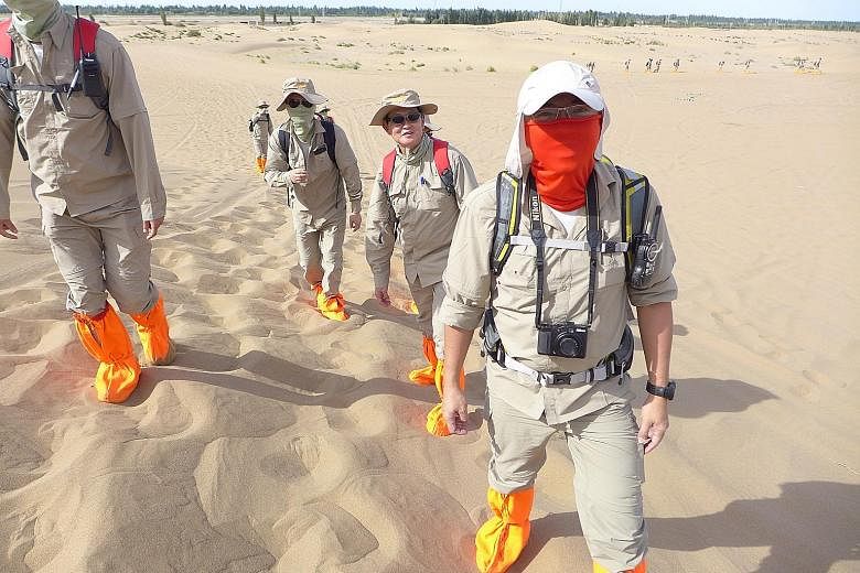 Trekking under the desert sun in China is part of training for TSIB investigators to learn to deal with harsh and extreme weather conditions. During the China trek, they were taught how to protect themselves and their equipment against heat and fine 