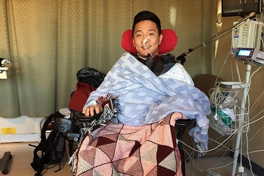 Mr Cho, a 29-year-old former professional mountain biker, collapsed on his doorstep after a burst blood vessel paralysed him from the neck down. He dragged himself to his phone with his chin and used his tongue to activate his iPhone's Siri voice com