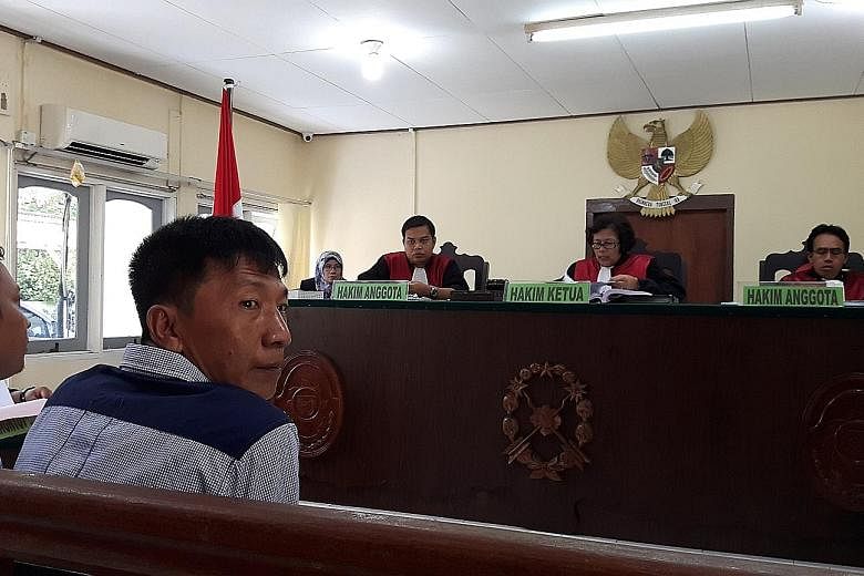 Shoo in a Tanjung Pinang court in October last year. He pleaded guilty yesterday to entering Indonesia illegally, but now faces a separate investigation by the Indonesian Navy for allegedly sailing in Indonesia's waters without a permit, an offence t