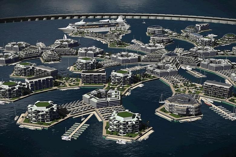 Artisanopolis (above and right) is one of the winning architectural designs for the Seasteading Institute's floating city project.