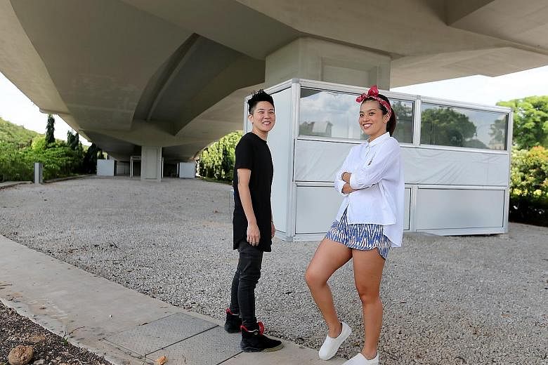 The Local People founder Pin Goh (far left) and co-founder Lu Yawen are co-organising an art market with SLA under the West Coast Viaduct tomorrow.