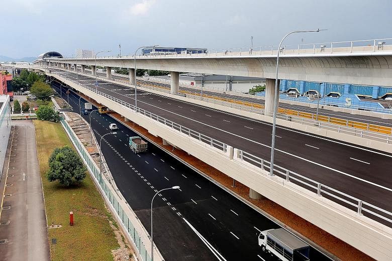 The Tuas Viaduct stretches 4.8km from Tuas Road to Tuas West Road, with a 2.4km stretch of the upcoming Tuas West MRT extension running 9m above it.