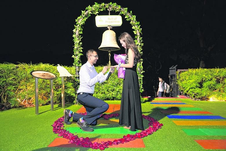 Romance was in the air for management support officer Rajesh Singh, 31, who finally proposed formally last night to his wife Mia Wang, 26, a financial analyst, after an earlier attemptfell through. Their arranged marriage began with nuptials last Apr