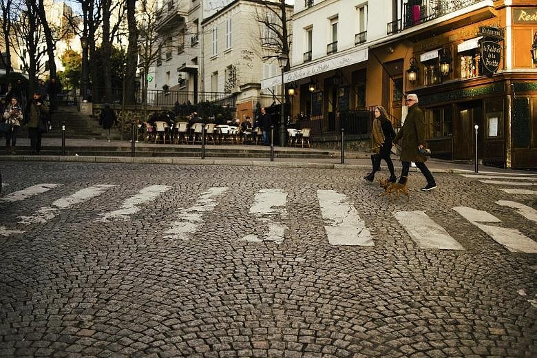 A cobblestone road in Paris.