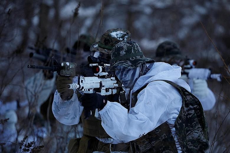 The drills on the ski slopes of Pyeongchang are aimed at increasing the proficiency of the South Korean and US Marines, in the event they have to fight a war together, said US Captain Marcus Carlstrom.