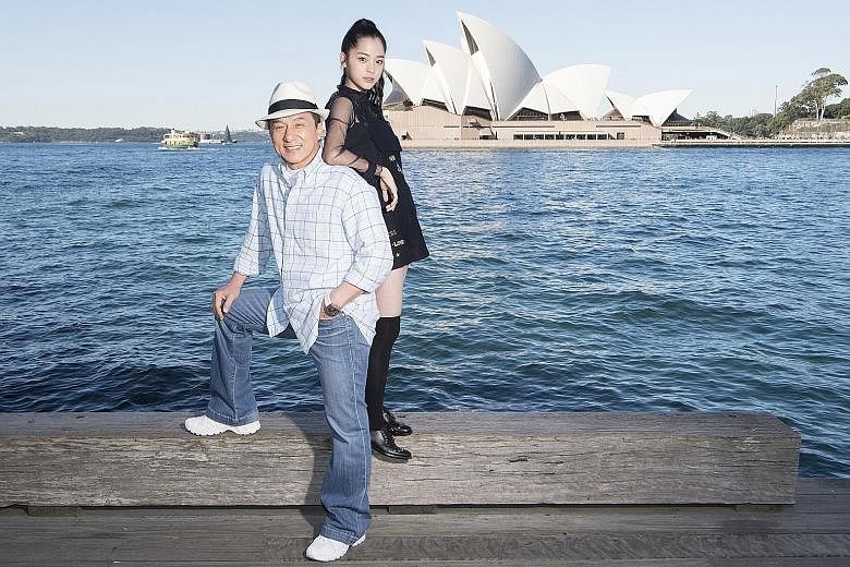 Jackie Chan and Ouyang Nana promoting Bleeding Steel, a Chinese- Australian production partly shot at the Sydney Opera House last year. China is among 12 countries to have co-production agreements with Australia. 