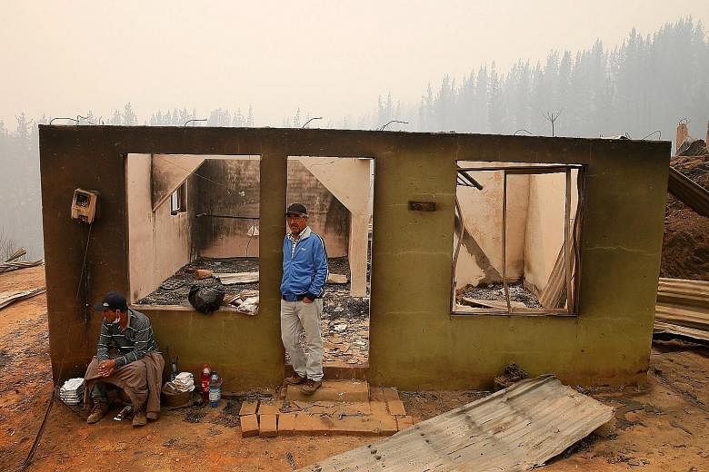 Santa Olga is among the Chilean towns devastated by the forest fires, which have forced more than 2,000 people into shelters and damaged or destroyed over 4,000 dwellings in the country. Fires are common in Chile's parched forests during summer, but 